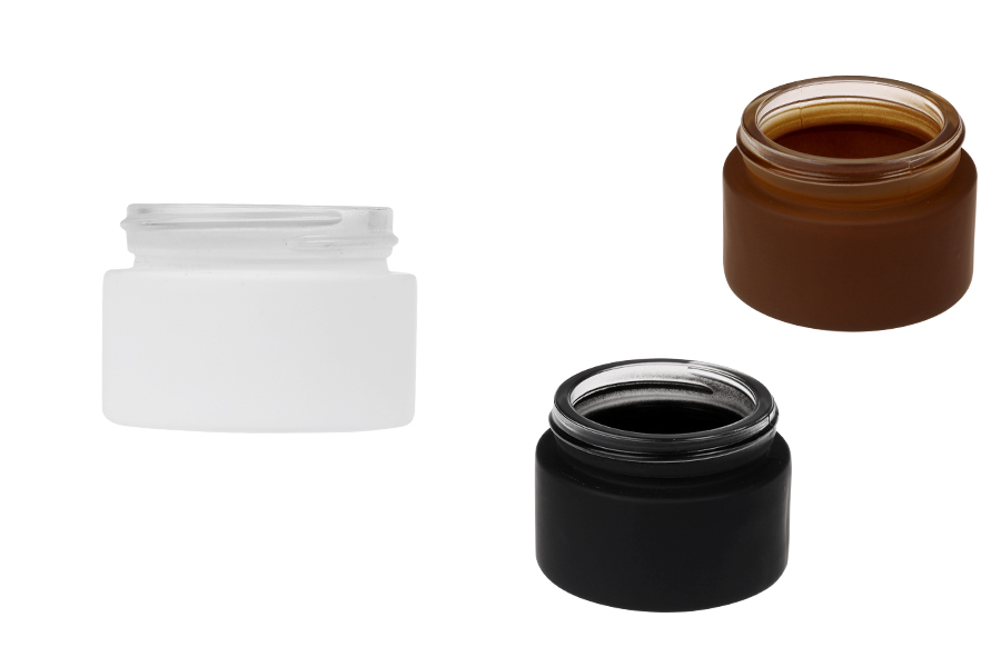 Стъклен буркан за крем 30 мл - без капачка в различни каучукови цветове-изображение_продукт