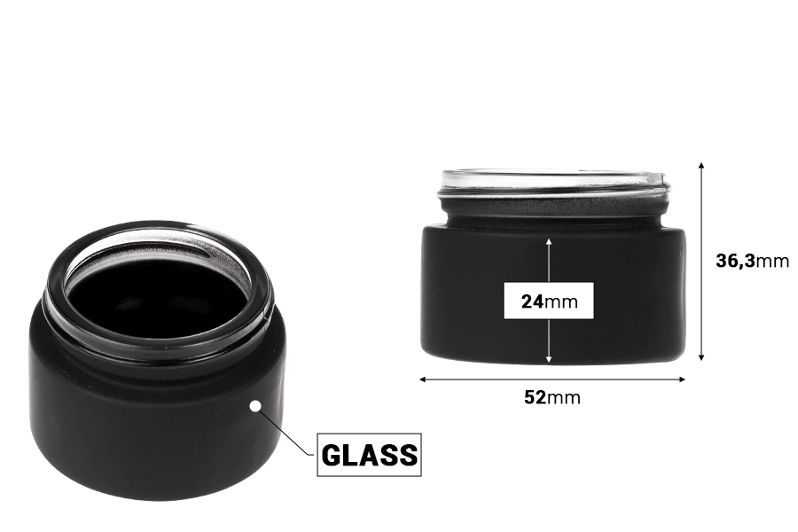 Стъклен буркан за крем 30 мл - без капачка в различни каучукови цветове-изображение_размери