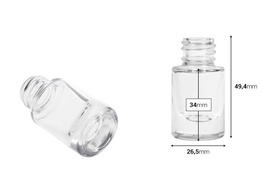 Прозрачна стъклена цилиндрична бутилка 5 мл -изображение_размери