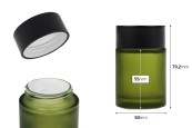 Матово зелен буркан 50 мл с черна капачка(с уплътнител) и пластмасова вътрешна вложка-изображение_размери