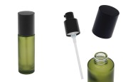 Стъклена зелена матова  50 мл бутилка с помпа за крем и черна матова капачка-изображение_продукт