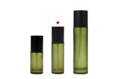 Стъклена зелена матова  50 мл бутилка с помпа за крем и черна матова капачка-изображение_група