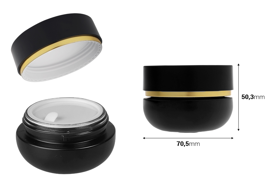 Стъклен буркан 30 мл с капачка (с пластмасово уплътнение) и пластмасова вътрешна вложка -изображение_размери