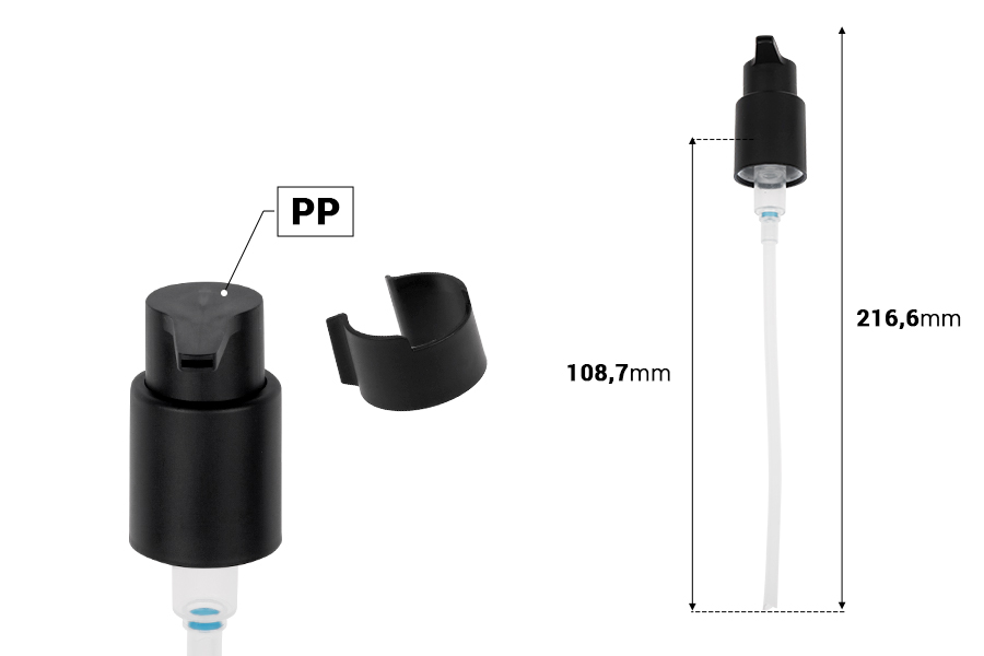 Пластмасова помпа за крем  PP24/410 с предпазител-изображение_размери