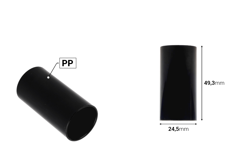 Пластмасов (PP) капак в бял или черен цвят-изображение_размери