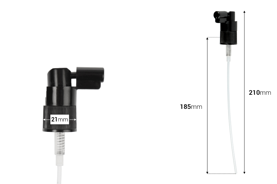 Пластмасов черен спрей за гърло PP18/410-изображение_размери