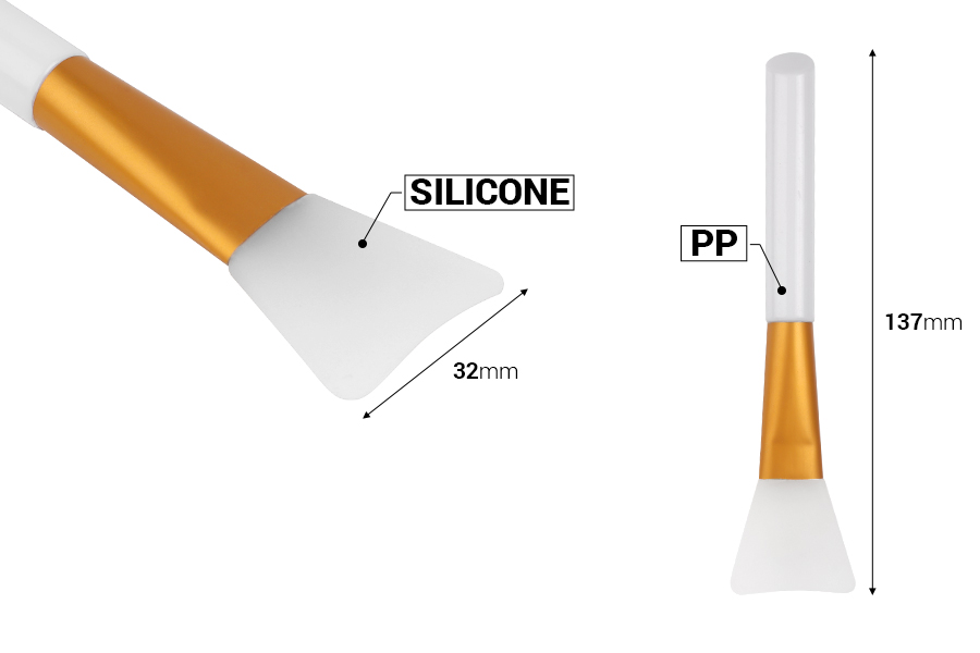 Силиконова шпатула - четка 137 мм с пластмасова дръжка за крем със златист  или сребрист детайл - 50 броя-изображение_размери