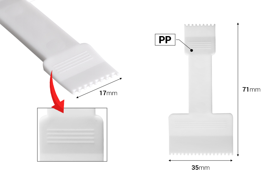 Пластмасова бяла шпатула за крем 71 мм - 24 броя-изображение_размери
