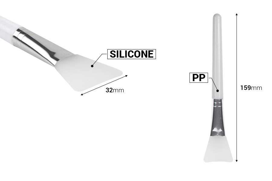 Силиконова шпатула - четка 159 мм с пластмасова дръжка за крем със сребърен детайл Силиконова шпатула - четка 159 мм с пластмасова дръжка за крем със сребърен детайл-изображение_размери