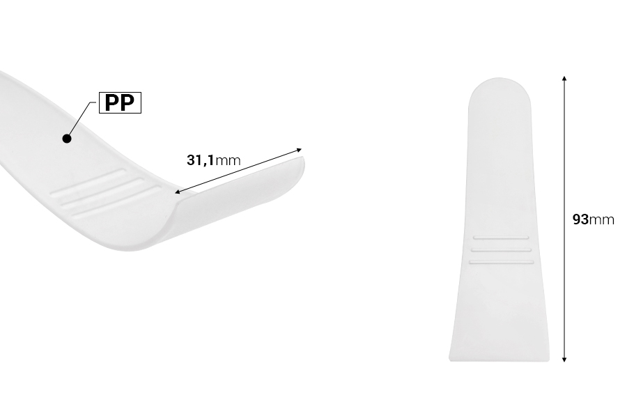 Пластмасова шпатула 93 мм в прозрачен или розов цвят - 12 броя Пластмасова шпатула 93 мм в прозрачен или розов цвят - 12 броя-изображение_размери
