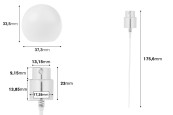 Комплект - алуминиев спрей и бяла сферична капачка (голяма) за бутилки с гърловина 15/400-изображение_размери