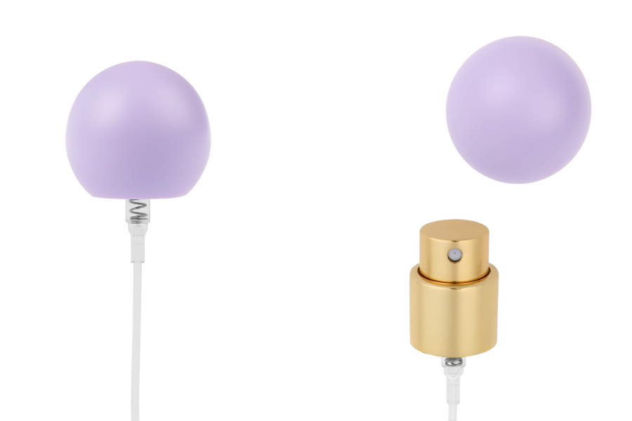 Комплект - алуминиев спрей и лилава сферична капачка (малка) за бутилки с чучур 15/400-изображение_продукт