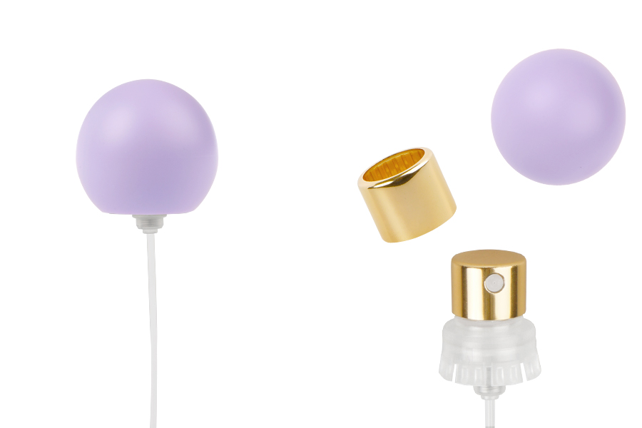 Спрей с лилава матова сферична (малка) капачка за парфюмни бутилки с 15 мм кримпване за безопасно затваряне-изображение_продукт