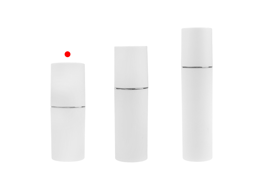 Бутилка от 30 мл в бял МАТОВ цвят със сребърна или златна ивица, със спрей и бяла МАТОВА капачка-изображение_група