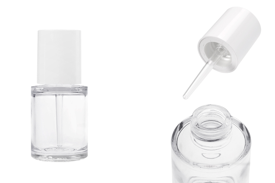 Пластмасова (PETG) бутилка 30 мл с бял капкомер с бутон (прозрачен)-изображение_продукт