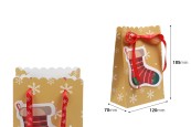 Коледни хартиени торбички за подарък 120x70x185 мм - 20 броя-изображение_размери