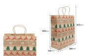 Коледни хартиени подаръчни торбички 260x120x320 мм - 12 бр.-изображение_размери