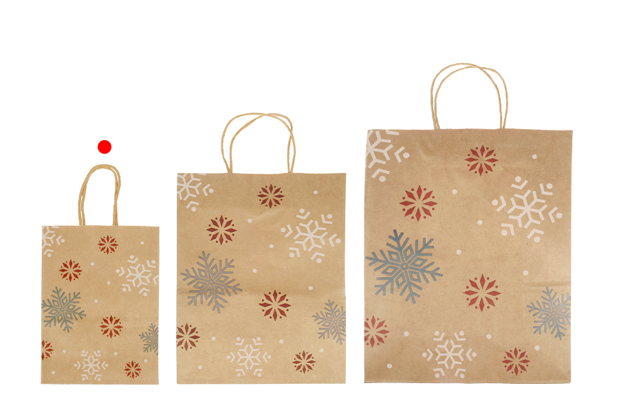 Коледни хартиени подаръчни торбички с размери 150x75x210 мм - 12 бр.-изображение_група