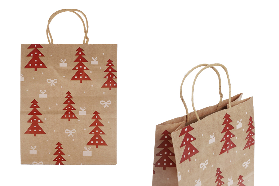 Коледни хартиени подаръчни торбички с размери 210x110x270 мм  - 12 бр.-изображение_продукт