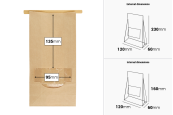 Крафт торбичка с размери 120x60x230 mm с прозорец и тел за запечатване (tin-tie)-изображение_размери