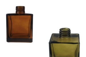 Квадратна стъклена бутилка 200 мл в кехлибарен или маслиненозелен  цвят, подходяща за ароматизатори-изображение_продукт