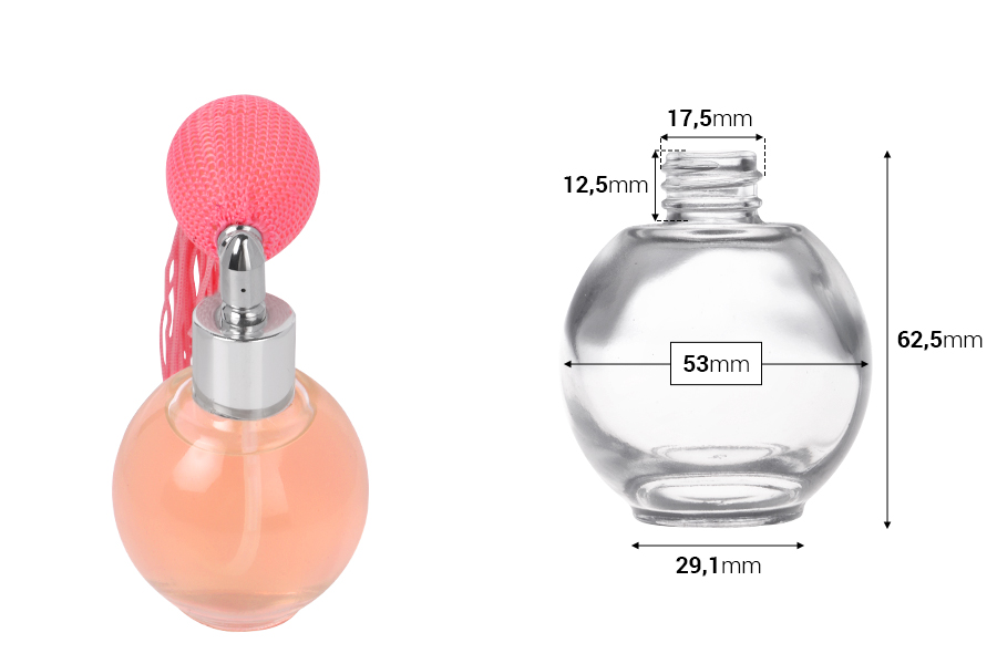 Стъклена сферична  бутилка 50 мл-изображение_размери