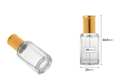 Стъклена шестоъгълна бутилка рол-он 10 мл с метално топче и златиста капачка-изображение_размери