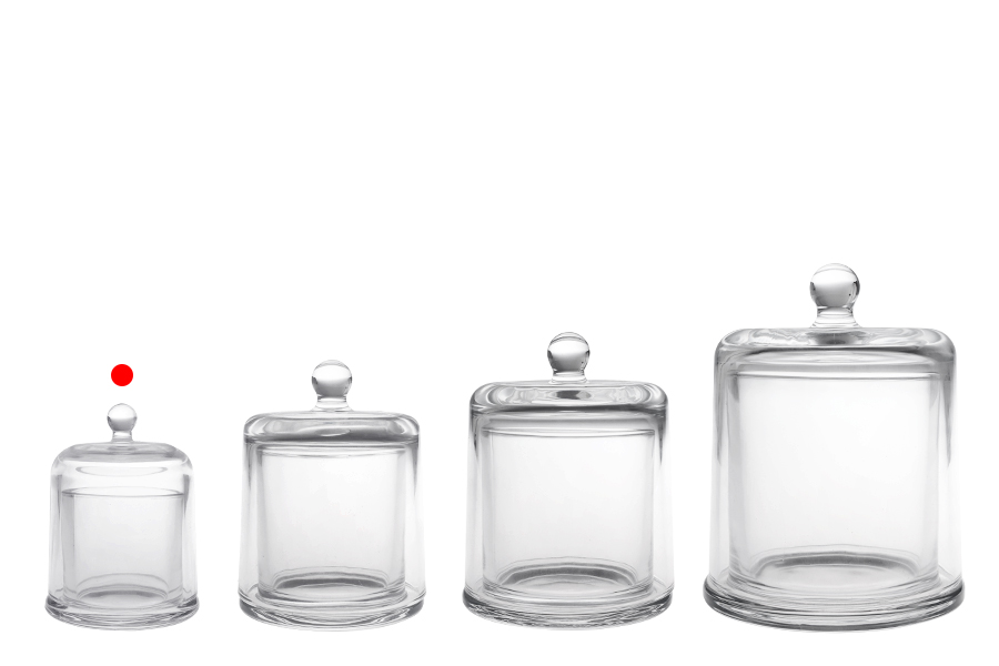 Декоративен стъклен съд (камбана) 120 мл с капачка -изображение_група