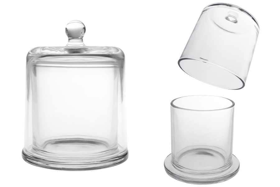 Декоративен стъклен съд (камбана) 730 мл с капачка-изображение_продукт