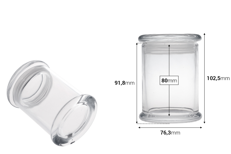 Прозрачен стъклен буркан 220 мл със стъклена капачка-изображение_размери