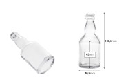 Стъклена прозрачна бутилка 50 мл (PP 18)-изображение_размери