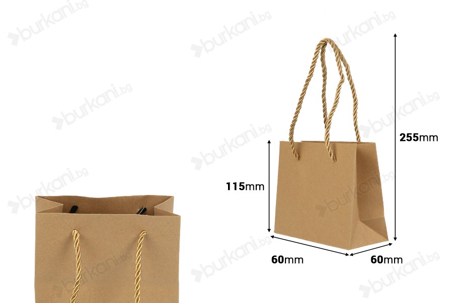 Хартиена подаръчна чанта с размер 145x60x115 mm   - 12 бр.-изображение_размери