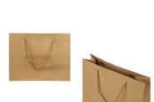 Хартиена кафява подаръчна чанта за подарък с усукан шнур дръжка  250x90x200 мм - 12 бр-изображение_продукт
