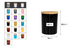 Стъклен буркан 200 мл с дървена бамбукова капачка-изображение_размери