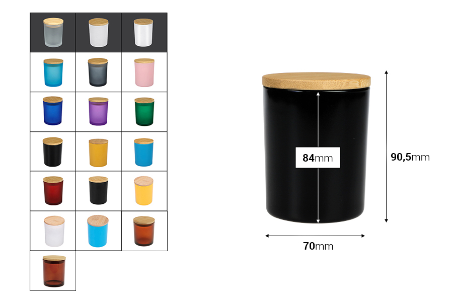 Стъклен буркан 200 мл с дървена бамбукова капачка-изображение_размери