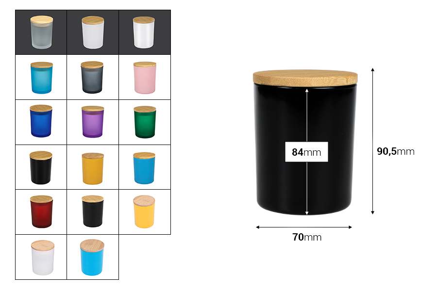 Стъклен буркан 200 мл с бамбукова капачка и гума-изображение_размери