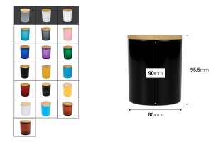 Стъклен буркан 80х90 мм (300ml) с дървена капачка-изображение_размери