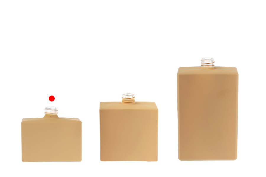 Стъклена  правоъгълна бутилка за парфюм 30 мл (15/400) в каучуков бежов цвят -изображение_група