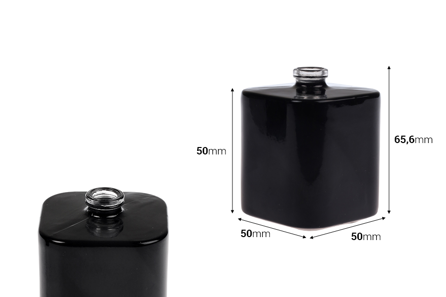 Бутилка за парфюм 50 мл Кримп 15 мм в бяло или черно-изображение_размери