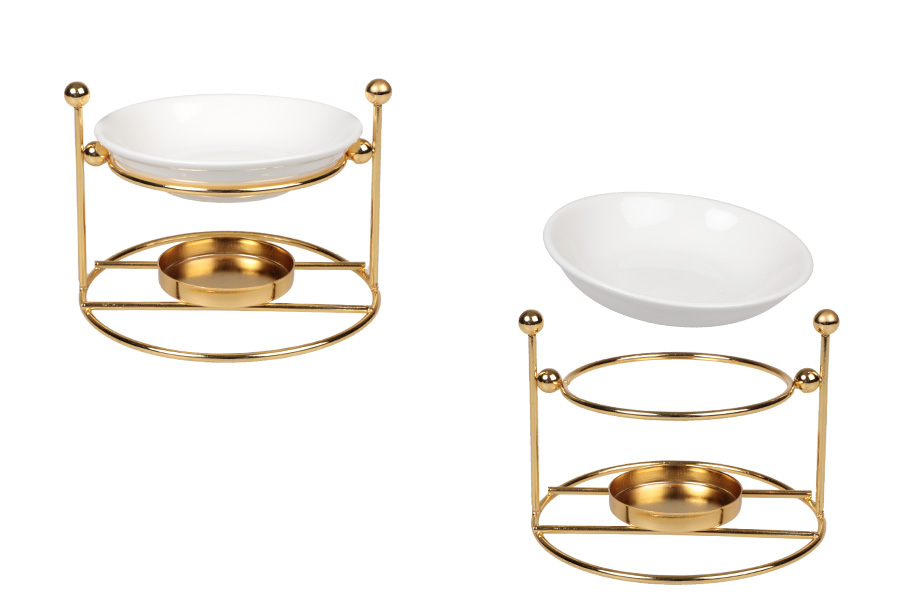 Метален аромадифузор с керамична основа за свещи и масла-изображение_продукт