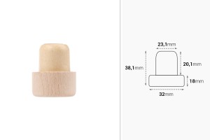 Синтетичен силиконов корк Φ23 с дозатор (размер 32x18) -изображение_размери
