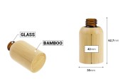 Стъклена бутилка за етерични масла 10 мл с гърловина  PP18 и бамбуково покритие-изображение_размери