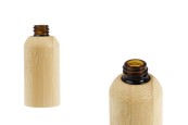 Стъклена бутилка за етерични масла 30 мл с гърловина  PP18 и бамбуково покритие-изображение_продукт