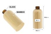 Стъклена бутилка за етерични масла 30 мл с гърловина  PP18 и бамбуково покритие-изображение_размери