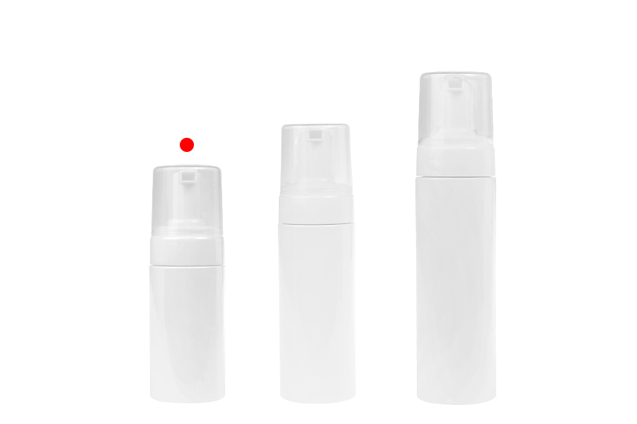 Пластмасова (PET) бяла бутилка 100 мл с бяла помпа за пяна и капачка-изображение_група