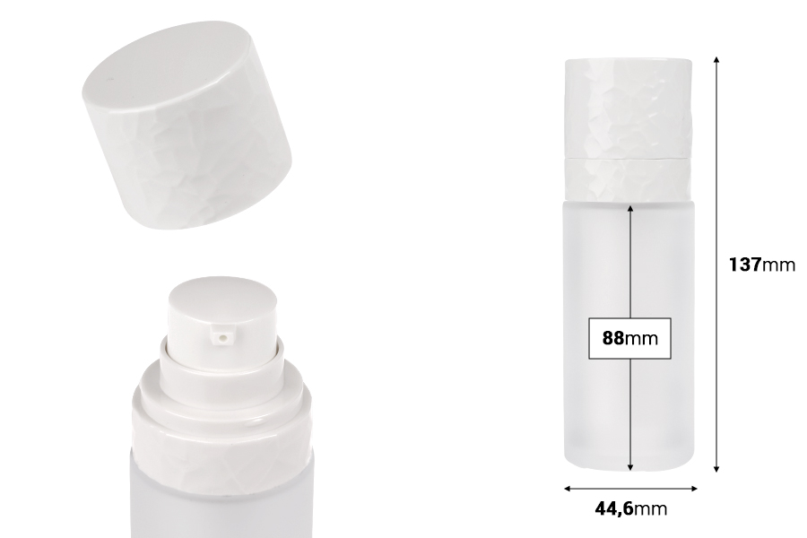 Безвъздушна (airless) бутилка 30 мл с външна стъклена опаковка за многократна употреба-изображение_размери