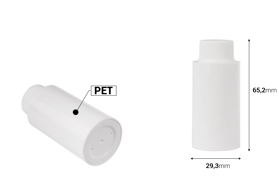 Резервна вътрешна бяла бутилка с бяла капачка за код 19-5407-изображение_размери