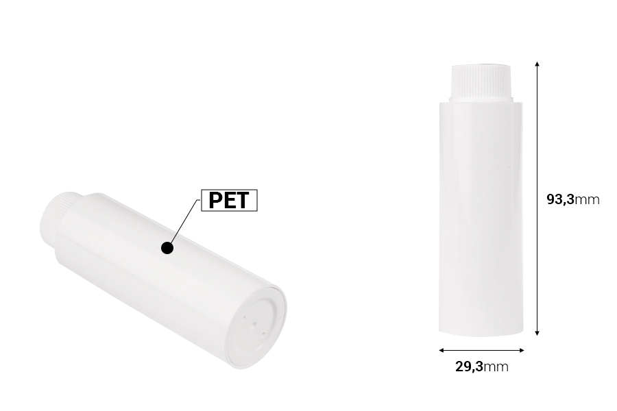 Резервна вътрешна бяла бутилка с бяла капачка за код 19-5408-изображение_размери