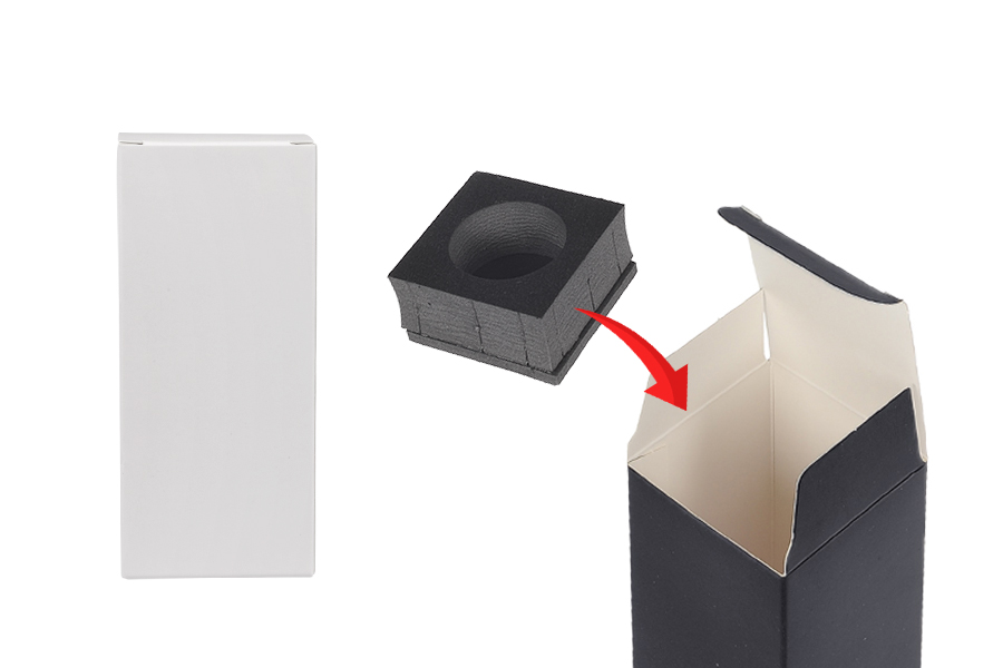 Опаковъчна кутия от черна матова хартия 55x55x125 mm с вътрешен джоб за бутилки с етерично масло 50 ml - 20 бр.-изображение_продукт