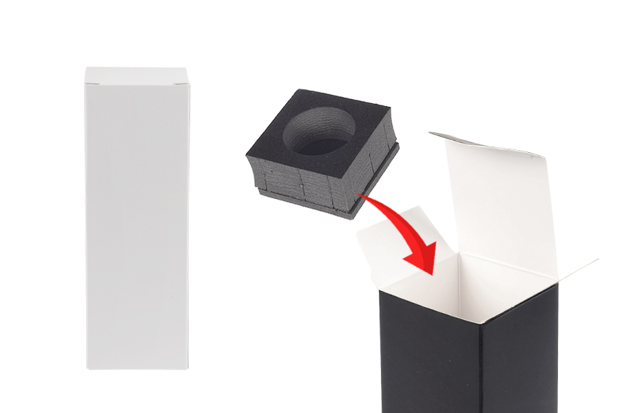 Хартиена опаковъчна кутия 50x50x145 mm с вътрешна вложка за бутилки за етерично масло 100 ml - 20 бр.-изображение_продукт